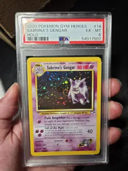 Sabrina's Gengar 14/132 Holo Gym Heroes Pokemon PSA 6 With A Big Swirl - Image 2