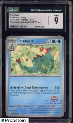 2025 Pokemon Black Star Promos #213 Illustation Contest Winner Feraligatr CGC 9 - Image 1