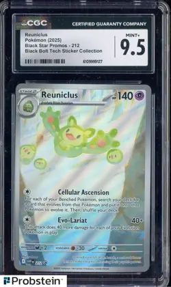 2025 Pokemon Black Star Promos #212 Reuniclus Sticker Coll CGC 9.5 MINT+ - Image 1