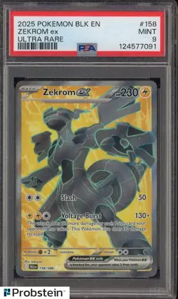 2025 Pokemon BLK EN Ultra Rare #158 Zekrom Ex PSA 9 MINT - Image 1
