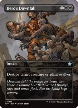 MTG Hero's Downfall (Borderless) [Foundations] Lightly Played Foil Magic - Image 1