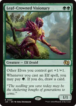 MTG Leaf-Crowned Visionary [Foundations Jumpstart] Near Mint Magic - Image 1