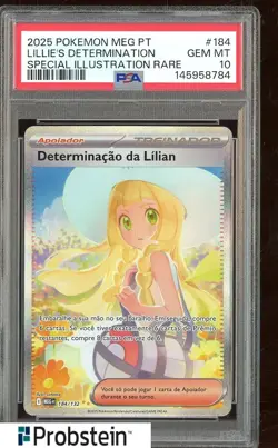 2025 Pokemon MEG Portuguese SIR #184 Lillie's Determination PSA 10 GEM MINT - Image 1