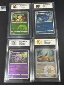 4PCS Eevee CBB2C 0102/15,0703/15,0207/14,0503/14 Chinese Pokemon Grade 10 - Image 1