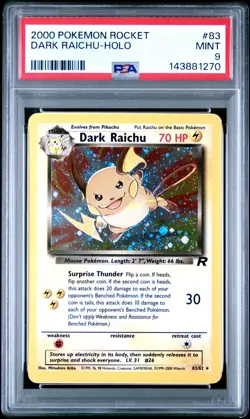 Dark Raichu Holo 83 Rocket Pokemon PSA 9 - Image 1