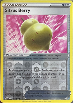 Sitrus Berry Reverse Holo - 182/202 - Sword & Shield Base Pokemon 2020 - Image 1