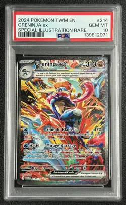 GRENINJA EX PSA 10 2024 POKEMON TWILIGHT MASQUERADE #214/167 TWN EN SIR GEM 2071 - Image 1