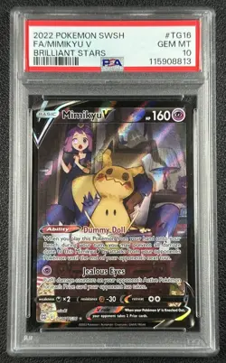 MIMIKYU V PSA 10 2022 POKEMON SWSH BRILLIANT STARS #TG16/TG30 FA FULL ART 8813 - Image 1