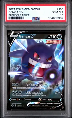 2021 POKEMON SWORD & SHIELD FUSION STRIKE #156 GENGAR V PSA 10 - Image 1
