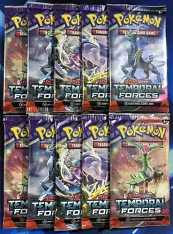 Pokemon 2024 Scarlet & Violet Temporal Forces Booster Pack Lot X10 Artset Nm M - Image 1