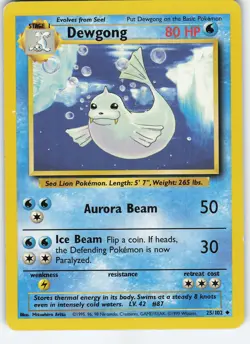 Dewgong 025/102 Base Set Uncommon Normal LP/MP Pokemon TCG - Image 1