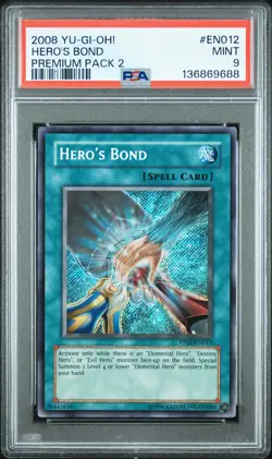 2008 YU-GI-OH! PREM PACK 2 #EN012 HERO'S BOND PSA 9 - Image 1