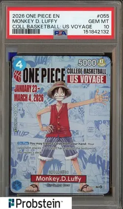 2026 One Piece EN College Basketball US Voyage #055 Monkey D Luffy PSA 10 - Image 1