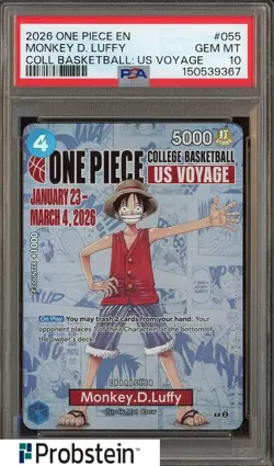 2026 One Piece EN College Basketball US Voyage #055 Monkey D Luffy PSA 10 - Image 1