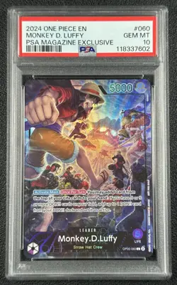 MONKEY D. LUFFY PSA 10 2024 ONE PIECE EN #OP05-060 PSA MAGAZINE EXCLUSIVE 7602 - Image 1