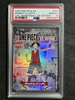 2026 ONE PIECE PROMOS COLLEGE BASKETBALL : US VOYAGE MONKEY D. LUFFY PSA 10 - Image 1