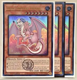 Yugioh! 3x Dragonmaid Ernus BLMM-EN055 Emblazoned Ultra Rare 1st Ed NM - Image 1