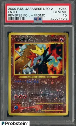 2000 Pokemon Japanese Neo 2 Promo #244 Entei Reverse Foil PSA 10 GEM MINT - Image 1