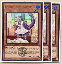 Yugioh! 3x Laundry Dragonmaid BLMM-EN056 Emblazoned Ultra Rare 1st Ed NM - Image 1