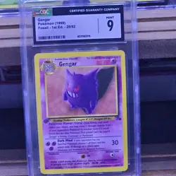 Pokemon Gengar Fossil 1st Edition NON Holo Rare #20 CGC 9 Mint - Image 1