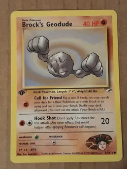 Pokemon Brock's Geodude 66/132 Gym Heroes 1st Edition LP See Pictures - Image 1
