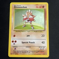 Hitmonchan 7/102 Base Set Pokemon Card RARE Holo - Image 1