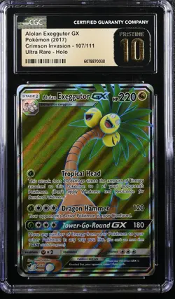 2017 POKEMON S&M CRIMSON INVASION FULL ART ALOLAN EXEGGUTOR GX CGC 10 PRISTINE - Image 1