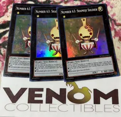 3x (M/NM) Number 63: Shamoji Soldier NUMH-EN031 Super Rare Unlimited YuGiOh - Image 1