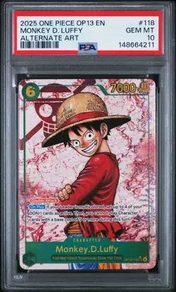2025 ONE PIECE OP13-CARRYING ON HIS WILL ALTERNATE ART MONKEY D. LUFFY PSA 10 - Image 1