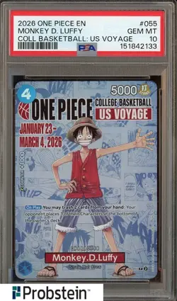 2026 One Piece EN College Basketball US Voyage #055 Monkey D Luffy PSA 10 - Image 1