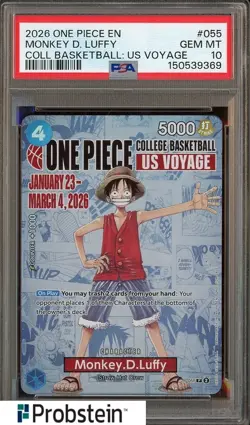2026 One Piece EN College Basketball US Voyage #055 Monkey D Luffy PSA 10 - Image 1