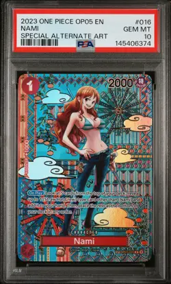 2023 ONE PIECE OP05-AWAKENING OF THE NEW ERA SPECIAL ALTERNATE ART NAMI PSA 10 - Image 1
