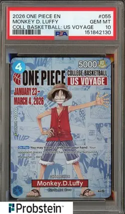 2026 One Piece EN College Basketball US Voyage #055 Monkey D Luffy PSA 10 - Image 1