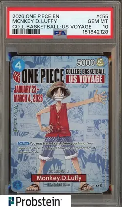 2026 One Piece EN College Basketball US Voyage #055 Monkey D Luffy PSA 10 - Image 1