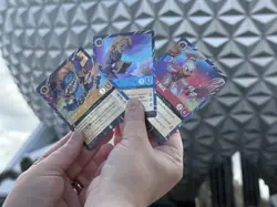 Disney Lorcana Festival Stitch Rapunzel Donald Duck EPCOT Promo Cards Jumbo Pin - Image 2