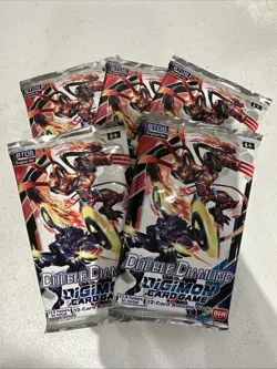 Digimon Card Game Double Diamond Sleeved Booster Packs Lot of 5 BT06 Bandai - Image 1
