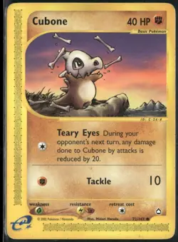 Cubone 72/147 Aquapolis Pokemon Englsih Card (MP) - Image 1