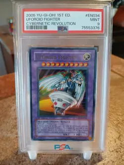 Yugioh UFOroid Fighter 1st Edition PSA 9 Ultra Rare 2005, CRV-EN034 - Image 1