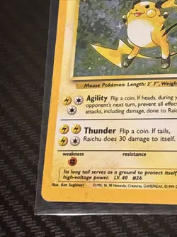 Pokemon TCG - 1999 Base Set 2 - RAICHU Holo # 16 /130 - Rare Card - HP - Image 3