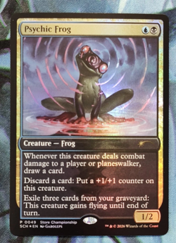 Psychic Frog x1 Mtg Secrets of Strixhaven Store Championship Promo Nm Full Art - Image 1