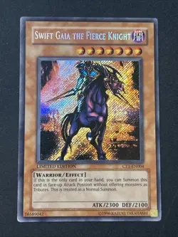 Yugioh Swift Gaia the Fierce Knight Limited Edition Secret Rare CT1-EN004 LP-NM - Image 1