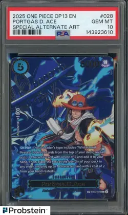 2025 One Piece OP13 EN Special Alternate Art #028 Portgas D Ace PSA 10 GEM MINT - Image 1