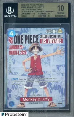 2026 One Piece Promos College BK US Voyage Monkey D. Luffy BGS 10 PRISTINE - Image 1