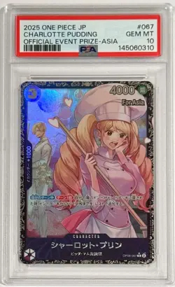 2025 One Piece Charlotte Pudding OP08-067 Flagship Top 8 Event Prize Asia PSA 10 - Image 1