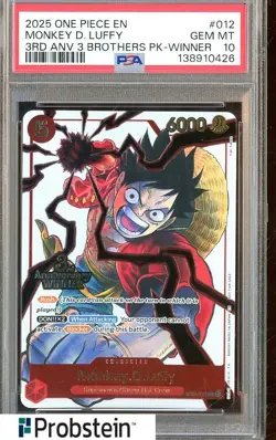 2025 One Piece Monkey.D.Luffy 3rd Anv. Event Winner Prize Promo ST01-012 PSA 10 - Image 1