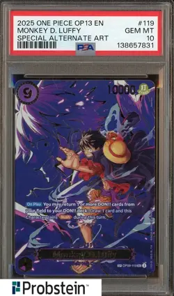 2025 One Piece OP13 En #119 Monkey D. Luffy Special Alternate Art PSA 10 - Image 1