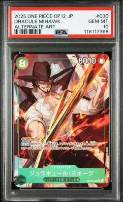 PSA10 Dracule Mihawk SR Parallel OP12-030 One Piece Card Japanese - Image 2