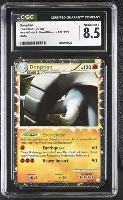 CGC 8.5 Donphan 2010 HeartGold & SoulSilver 107/123 Holo Pokemon Card - Image 1