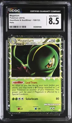 CGC 8.5 Meganium 2010 HeartGold & SoulSilver 109/123 Holo Pokemon Card - Image 1