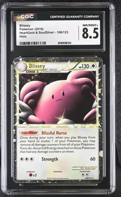 CGC 8.5 Blissey 2010 HeartGold & SoulSilver 106/123 Holo Pokemon Card - Image 1